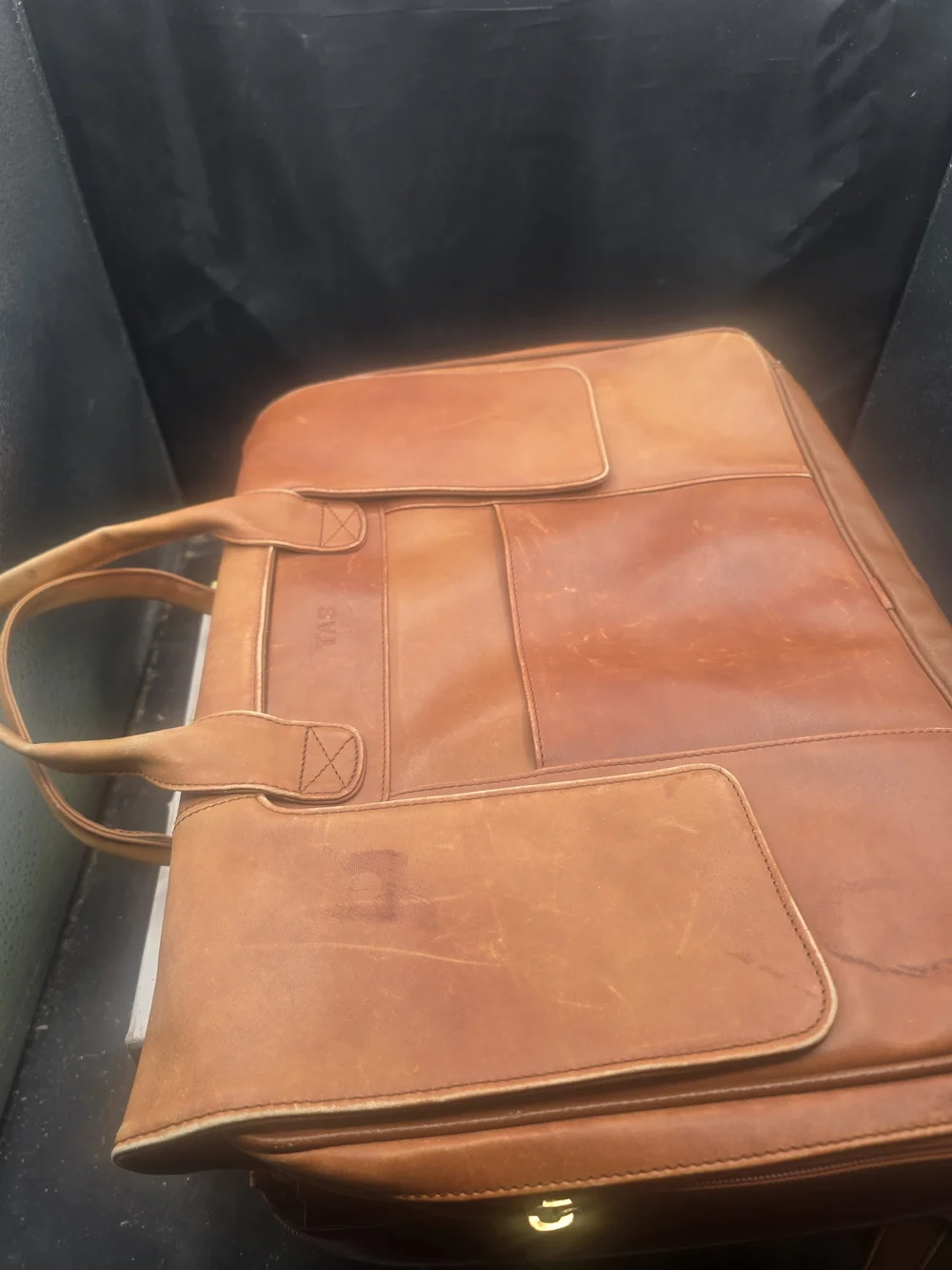 Men's Leather‎ Briefcase Tote in Tan